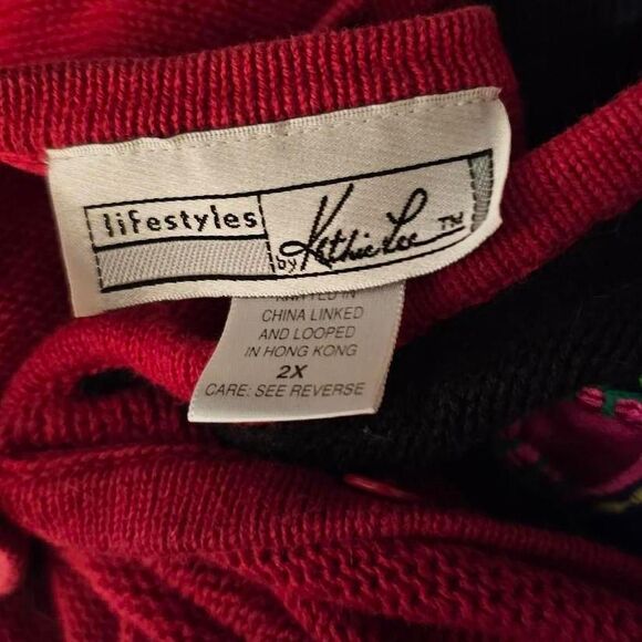 Vintage 90s 2000s dog puppy Christmas knit plus size sweater cardigan - Picture 5 of 5